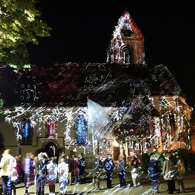 Lichtinstallation "Brautkleid"  St. Laurentius Hailfingen 2019 : Lichtinstallation, Phillip Contag-Lada, Hailfingen, St. Laurentius