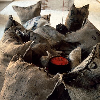 installation of coffee sacks : Bunsen, Kloster Weingarten