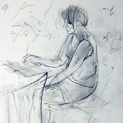 "Bettina, Sommer" 2017  Bleistift Zeichnung, 30 x 40 cm : Bleistift, Figure, Zeichnung, drawing