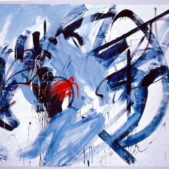 "Kreuzung" 1992  200 x 280 cm, Acryl auf Leinwand, wurde zerstört 1996 : painting, peinture